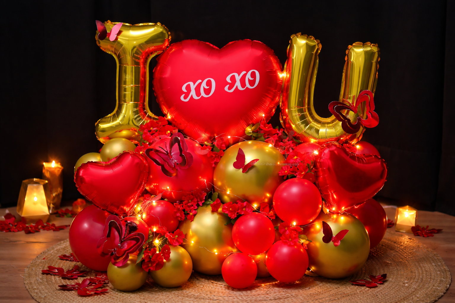 XO Royal Love Balloon Table Setup